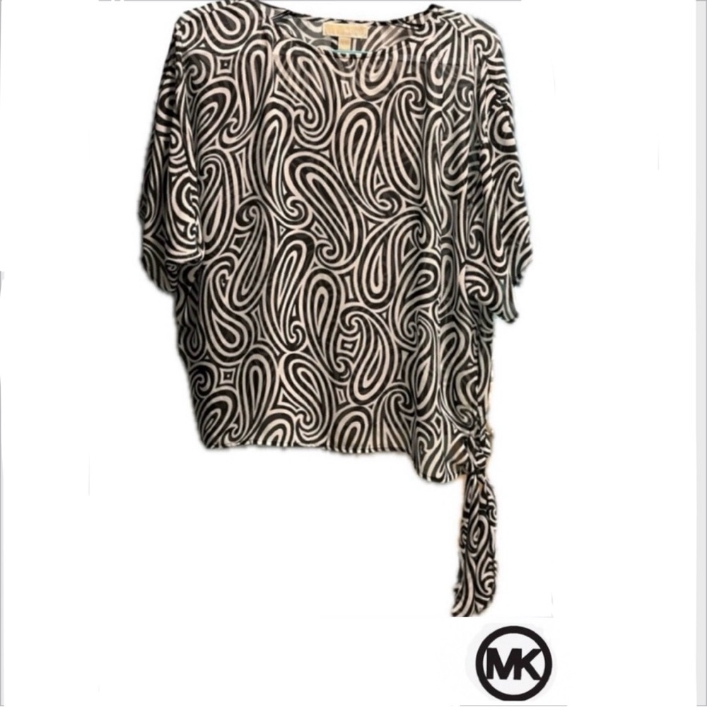 Michael Kors Black and White Swirl Blouse